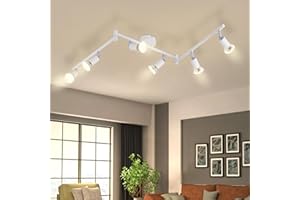 Lichtmaler Lampa sufitowa LED 6-płomieniowe reflektory sufitowe GU10 Obrotowa 330°Przemysłowa lampa sypialnia Jadalnia bez żarówek