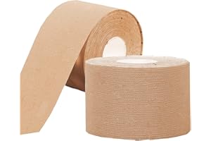 NELLHOMY 2 Rollen Kinesiology Tape, Kinesiotapes Kinesio Tapes Sport Tape 5cm x 5m, Elastisch & Wasserfest Physio Tape Knie Tape für Schulter, Rücken, Knie, Ellenbogen und Nacken, Hautfarbe