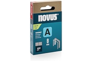 NOVUS TOOLS Agrafes en fil fin 8 mm de type 53, 800 pièces, agrafes galvanisée pour tissus, cuir, capitonnage ou moquettes