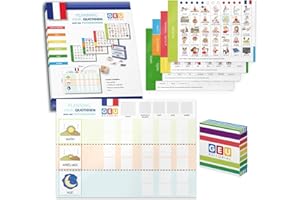 EDITORIAL GEU Tableau Enfant de Calendrier Visuel - Agenda quotidien avec pictogrammes et autocollants - Velcro pour organiser et anticiper les routines quotidiennes avec les enfants atteints de TSA (Français)