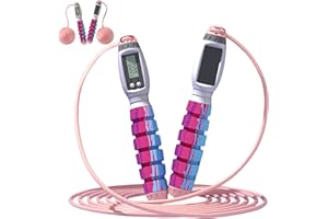 WIYETY Skakanka z licznikiem, Speed Rope z łożyskiem kulkowym i antypoślizgowymi uchwytami, skakanka bezprzewodowa, licznik kalorii, regulowana długość dla mężczyzn, dzieci i dorosłych – różowa