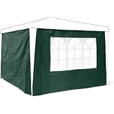 Relaxdays 2 Side Walls for Tents 3 x 3 m, 190 x 290 cm, 1 PVC Window, 100 g PE, P Green