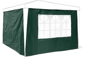 Relaxdays Paviljong sidodelar, set om 2 för 3 x 3 m paviljong, sidovägg med fönster för trädgårdspaviljong och vikbar paviljo
