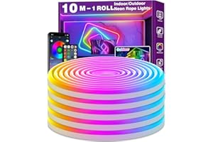 AILBTON Neonowa taśma LED, 10 m, elastyczna neonowa taśma LED, sterowanie za pomocą aplikacji/pilota, wiele trybów, IP65 Outdoor RGB Neon Lights Waterproof,Music Sync Gaming LED Neon Strip Lights
