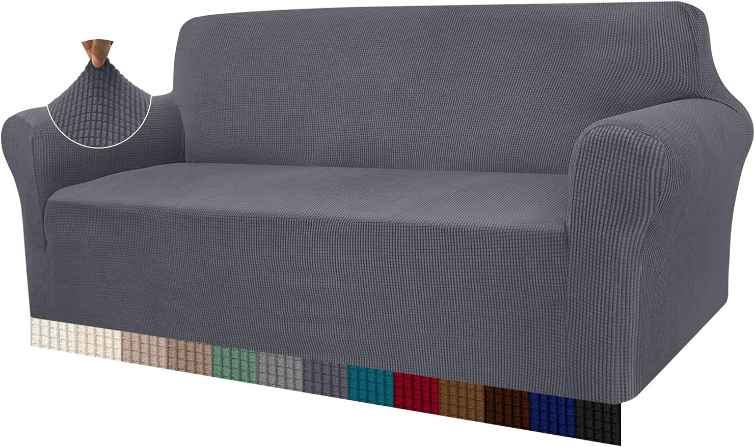 Granbest High Stretch Sofa Covers 3 Seater Super Soft Stylish Couch Covers for Dogs Pets Cats Jacquard Spandex Non Slip Sofa Slipcover for Living Room Furniture Protector (3 Seater, Gray)
