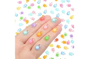 XISHAN 200PCS Luminous Tiny Turtles Mini Resin Turtles for Crafts Dollhouse Miniatures Mini Animals Plastic Turtle Bulk for Fairy Garden Aquarium Micro Landscaping Decoration(8 * 12mm)