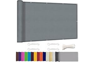 ZHhan Balcony Privacy Screen for Backyard Deck Patio Balcony Fence Porch Sun Shade PVC UV Protection Sun Wind 8 Days Delivered 11 Colors 195 Sizes 420D Grey