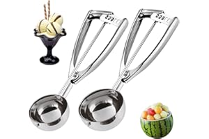 JIMACRO Łyżka do lodów z łatwym spustem - 2 szt. do puree ziemniaczanego, mieszanki babeczek, ciasta na ciasteczka, kulki mellonowe