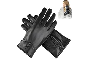Uoimky Gants en cuir pour Femmes, Gants d'hiver écran tactile avec Doublure En Cachemire, Taille Unique Noir