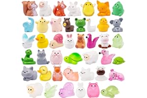 BASSION 43pcs Mini Resin Animal 43 Styles Tiny Resin Animals Miniature Little Small Animal Figures for Fairy Garden Accessories, Dollhouse Decorations, DIY Miniature Scenes, Birthday Party Favors