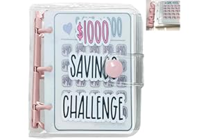 GYZOMKBIU 1000 Mini Savings Challenge Binder Money Saving Binder Savings Challenges Book with Envelopes Envelope Savings Challenge Budget Binder with Cash Envelopes (Pink)