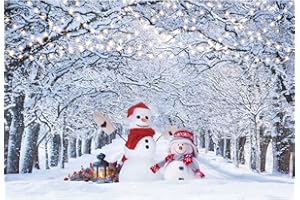 TTINCCEER Natale Pupazzo di Neve Sfondo 220x150cm All'aperto Inverno Foresta Pupazzo di Neve Fotografia Sfondo nuovo anno Tema Neonato Adulto Ritratto Studio Fotografia Prop
