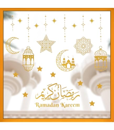 Adesivo Da Parete Ramadan - PVC 90x30 Cm - Con Stelle, Luna E Lanterne - Decorazione Islamica Per Finestre E Specchi - Foto 7