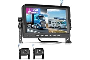 VECHTEL Caméra de recul sans Fil 1080P avec Moniteur IPS 7 Pouces, DVR+2 Kit de Caméra Recul pour Voiture, IP68, Vision Nocturne, Directives de Bricolage, pour Camions, Bus, Camping Cars, SUV