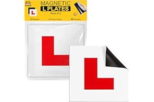 Double Dragon 2-Pack Fully Magnetic Red L Plates for Learner Drivers | DVLA Legal 178x178mm UK Road Signs | Extra-Strong 1.25mm Rubber Magnet, PVC Finish | Durable, Scratch-Free, Wind & Heat Resistant