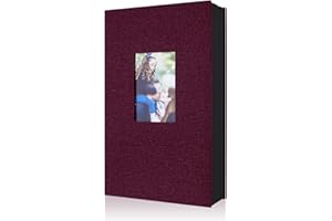 Benjia Photo Album 6x4 300 Pockets Slip in, Linen 300 Pockets Photo Albums Holds Landscape Only 10x15cm Picture Burgundy