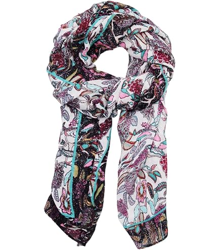 Bufanda Desigual Floral Garden Rectangle Foulard: Multicolor, Tejido Suave, Tamaño Ideal Para Cuello Y Hombros (Black)
