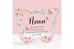EINANMUT Mothers Day Unique Gifts for Nana, Nana Birthday Gifts - Butterfly-Shaped Acrylic Plaque,Presents for Nanny Nan