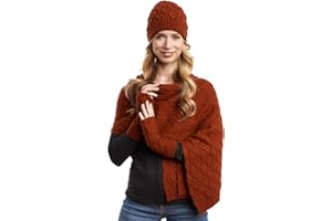 Hilltop Caldo set invernale in 100% LANA DI ANGORA, composto da sciarpa, berretto in maglia coordinato e beanie con pompon