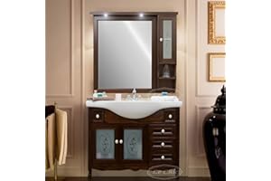 LE CHIC ARREDAMENTI mobile da bagno classico noce con lavabo 105 cm arredo bagno completo arte povera colore noce anticato