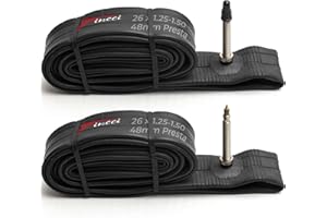 Fincci 26 x 1,25 1,50 Pulgadas 48mm Cámara de Aire Presta Válvula Interior para Carretera MTB Montaña Hibrida Bici Bicicleta