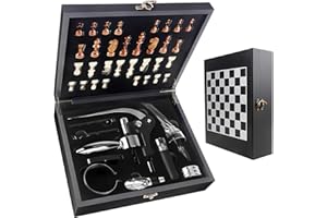 CAILION Weinkorkenzieher-Set mit Vintage-Holzkiste, Wein Sommelier Sets mit Flaschenöffner,Weinzubehör Geschenkset,Kaninchenkopf-Flaschenöffner-Set,Tropfringe,Weinverschlüss,Weinausgießer (Black Wood2)