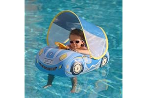‎SWIWBOBO Swimbobo Aufblasbares Schwimm-Auto schwimmring kinder mit verstellbarem Sonnendach und Sicherheitssitz Pool-Spielzeug für Kinder (Blaues Auto)