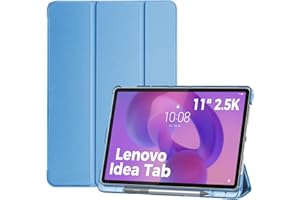 ProCase Folio Case for Lenovo Idea Tab 11" 2025/K11 Gen 2 with Pen Holder, Lenovo Idea Tab 11 Inch TB-336ZU/336FU Slim Stand Tri-Fold Hard Shell Protective Tablet Cover Translucent Back -Blue
