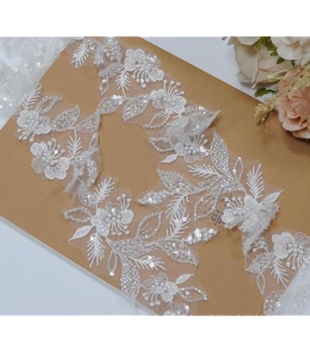 G-RUI 2-Piece Pearl Flower Lace Appliques – Sew-On Beaded Patches For Dresses, DIY Decoration - View #5