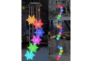 Birthday Gifts for Women Mum, FIBRAVE Solar Butterfly Wind Chimes Garden Gifts for Her Grandma Nanny, Solar Lights Outdoor Decor for Garden Yard Porch Mothers Day Christmas (Romantic Snowflakes)