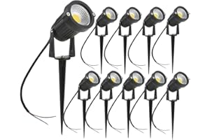 aulyun Lot de 10 Spot LED Cob 5W 220V Spots Jardin Orientables avec Piquet Luminaires Extérieur Jardin Terrasse