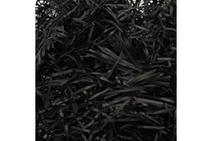 LABUYI 50g Carta Velina Tagliuzzata,Shred Carta Velina,Paglia Per Bomboniere,Raffia Cestino Per Regali Di Riempimento,Riempimento Regalo Imballaggio Decorazione Forniture Per Feste,Nero