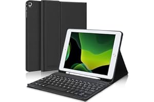 JADEMALL Funda con Teclado para iPad 9a Generación 10.2", Teclado Bluetooth Desmontable con Funda y Portalápices para iPad 9a Gen 2021/8a Gen 2020/7a Gen 2019/iPad Pro 10.5 2017 y iPad Air 3 2019, Negro