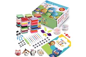 NK Kit de Arcilla Polimérica Secado al Aire - 55 Colores con Manual Ilustrado con Diseños, Secado Rápido y Seguro, con Accesorios, Moldea y Juega, Suave, Creatividad, Manualidades, Niños 3 a 12 años