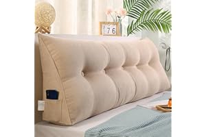 ZF YLYH Kissen Bett Rückenkissen Lesekissen für Bett Rückenlehne Kissen Rückenpolster Abnehmbar Bequemes Lendenkissen Sofa Rückenkissen Keilkissen mit Tasche(Beige,120 * 50 * 20cm)