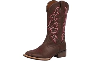 J's.o.l.e Womens Cowboy Boots Western Mid Wide Calf Square Toe Cowgirl Boots Country Riding Embroidered Shoes