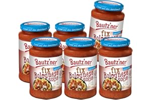 ‎BAUTZ'NER Bautz'ner Fix Bolognese Soße, 6 x 400ml Glas, fertige Bolognese, 6er Pack