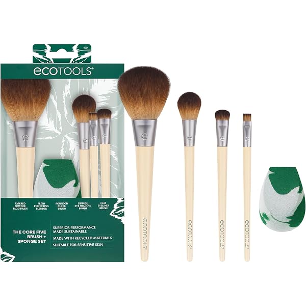 EcoTools Starry Glow Make-up-Pinsel-Set, Limitierte Edition – 6 Pinsel Für Augen, Highlighter & Concealer + Löschpapiere, Bambus, Vegan
