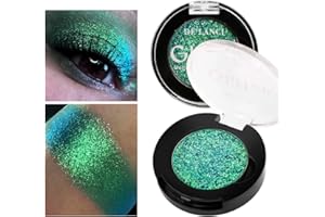 Afflano Fard à Paupières Verte Unique Chatoyante, Ombres à Paupières Multichromes Vertes, Ombre à Paupières Pailletée Vert Forêt Changeant Couleur, Eyeshadow Chromée pour Maquillage Yeux Verts