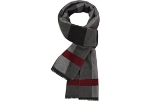 Niwicee Sciarpa Uomo Invernale Sciarpa Classica e Elegante Linea Reticolo Sciarpa Calda d'autunno e Inverno Sciarpa Termica Calda Morbida Casual Business Elasticità Lungo Sciarpa Uomo Regalo 180x30cm