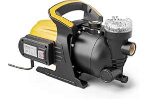 Wiltec Bomba de presión con prefiltro 1200 W bomba de agua para casa con carcasa de plástico, caudal 3800 l/h, altura de elevación 48 m, ideal para estanques, barriles de lluvia, pozos y cisternas