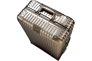 yewjog Aluminium Reisekoffer Bordkoffer Hartschalen-Koffer Trolley Rollkoffer Handgepäck Teleskopgriff, TSA, 4 Rollen (Gold, M)