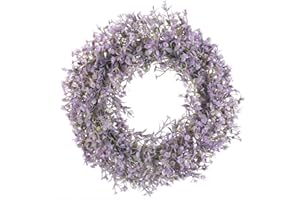 HUAESIN Künstliche Gypsophila Blumenkranz Deko Türkranz Künstliche Hängen Kranz Eukalyptus Dekokranz Lila für Tür Hochzeit Fenster Kamin Wand Outdoor Ganzjährig Deko 40cm