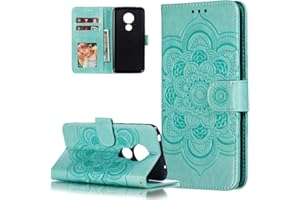 LEMAXELERS Motorola Moto G7 Play Hülle,Moto G7 Play Handyhülle Prägung Mandala-Blume Flip Case PU Leder Cover Magnet Schutzhülle Tasche Ständer Handytasche für Motorola Moto G7 Play,LD Mandala Green
