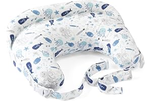 CHICCO Boppy Cojín Deluxe de Lactancia Para Bebés de 0+ Meses, Forma Ergonómica con Soporte Para Mamá y Bebé, Soporte Bebé Para la Lactancia Materna y Con Biberón