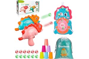 Freekite 2 Pistolets Dinosaures avec Cible, Jouet de Tir pour Enfants, Jeux Exterieur Enfant, Cadeau Jouet Dinosaure pour Garçon, adapté aux Garçons et Filles de 5, 6, 7, 8, 9, 10+ Ans