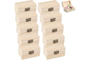 OUTALIZ Holzkiste Klein, 10 Stück Schatztruhe Truhe, Mini Schatztruhe aus Holz, Schmuckkästchen Selber, DIY Kleine Holzkiste mit Deckel, Geeignet Zum Aufbewahren Und Dekorieren