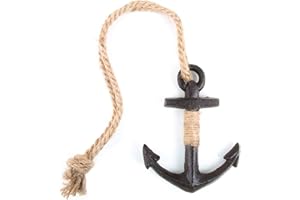 Logbuch-Verlag Ancla Decorativa de Metal marrón Oscuro Hierro con Cuerda Yute para Colgar 15 cm - decoración náutica y Marinera - decoración Naval