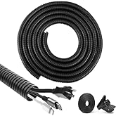 Corrugated Tube Grooved Flexible Macaron Electrical Cable Protector Underground Ducts for Car and Garden (13mm&times;3m, Black)