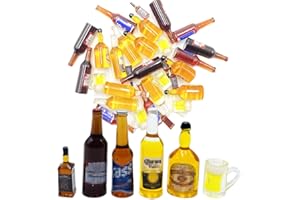 HRASY 30 mini bottiglie di vino in resina in miniatura bottiglie di birra in miniatura per casa delle bambole tavolo da pranzo decorazione (A)